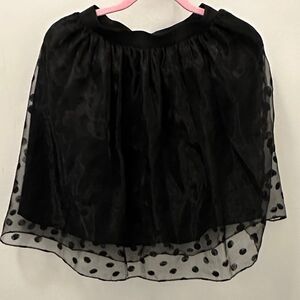 Mystic Sheer Black Polka Dot Midi Skirt